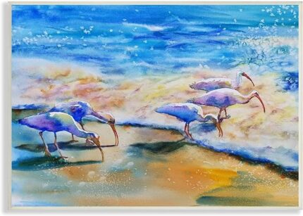 Stupell Industries Egret Birds Walking Ocean