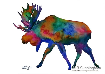 Moose Art Watercolor
