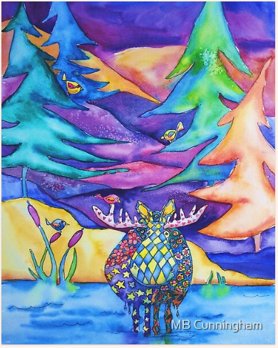 Moose Wall Art Colorful