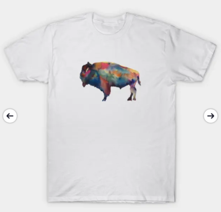 Buffalo Bison Colorful Cowboy Watercolor Art T-Shirt